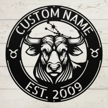 Custom Taurus Zodiac Metal Sign