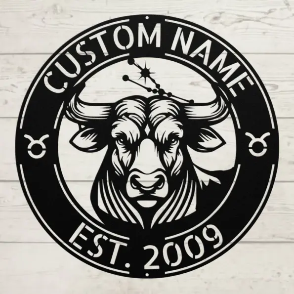 Custom Taurus Zodiac Metal Sign
