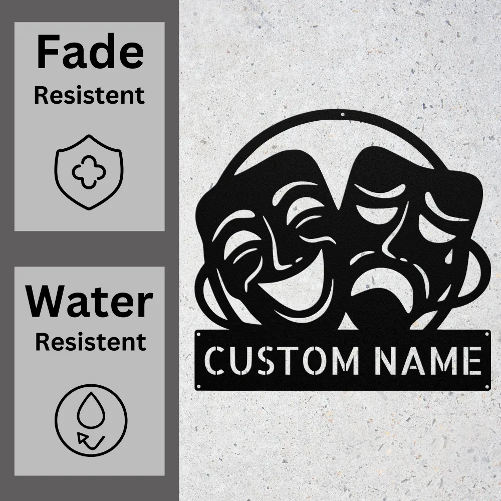 Custom Theater Masks Metal Sign Custom Theater Masks Metal Sign