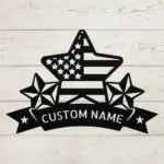 Custom Usa Flag Stars Metal Sign