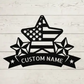 Custom Usa Flag Stars Metal Sign