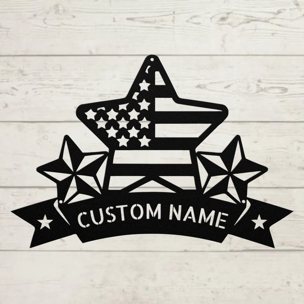 Custom Usa Flag Stars Metal Sign Custom Usa Flag Stars Metal Sign