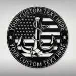 Custom Usa Ship Anchor Metal Sign