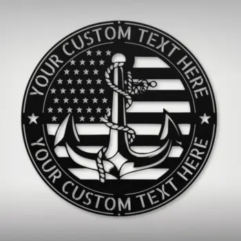 Custom Usa Ship Anchor Metal Sign