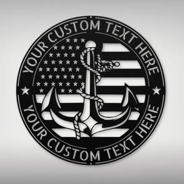 Custom USA Ship Anchor Metal Sign