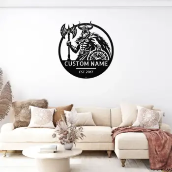 Custom Viking Warrior Metal Sign