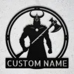 Custom Viking With Axe Metal Art Sign