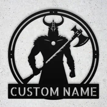 Custom Viking With Axe Metal Art Sign