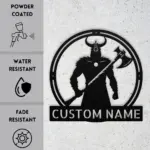 Custom Viking With Axe Metal Art Sign