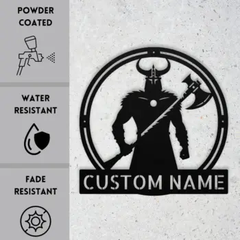 Custom Viking With Axe Metal Art Sign