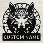 Custom Viking Wolf Metal Sign