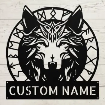 Custom Viking Wolf Metal Sign