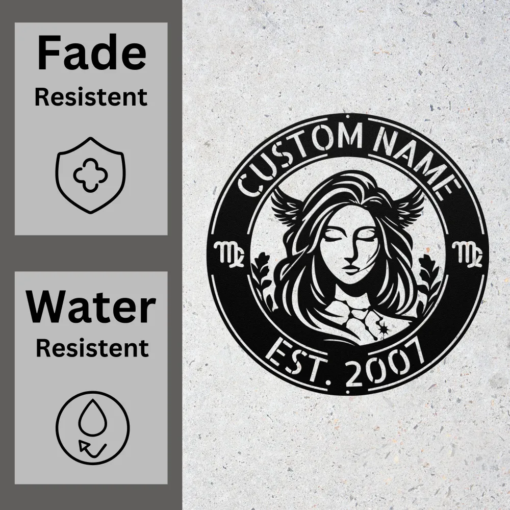 Custom Virgo Zodiac Metal Sign Custom Virgo Zodiac Metal Sign