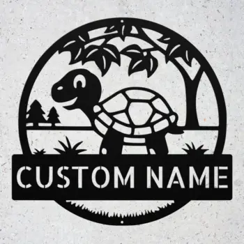 Custom Walking Tortoise Metal Sign