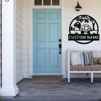 Custom Walking Tortoise Metal Sign