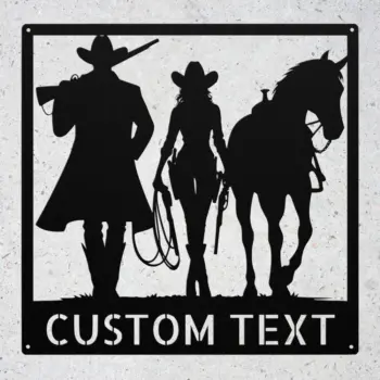 Custom Western Couple Metal Sign