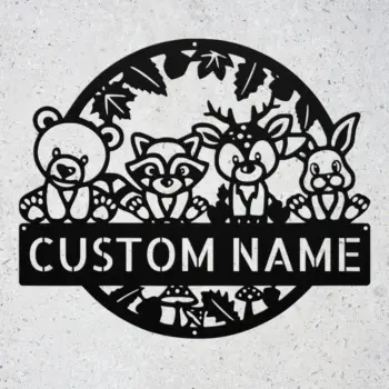 Custom Woodland Animals Metal Sign