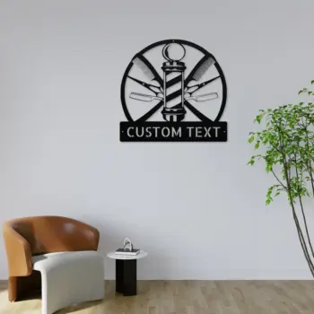 Personalized Barber Pole Metal Sign