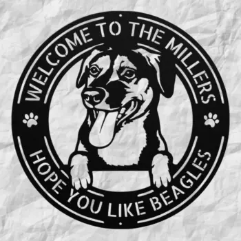Personalized Beagle Dog Metal Sign