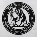 Personalized Bernard Dog Metal Art Sign