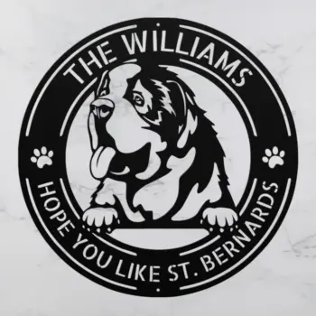 Personalized Bernard Dog Metal Art Sign