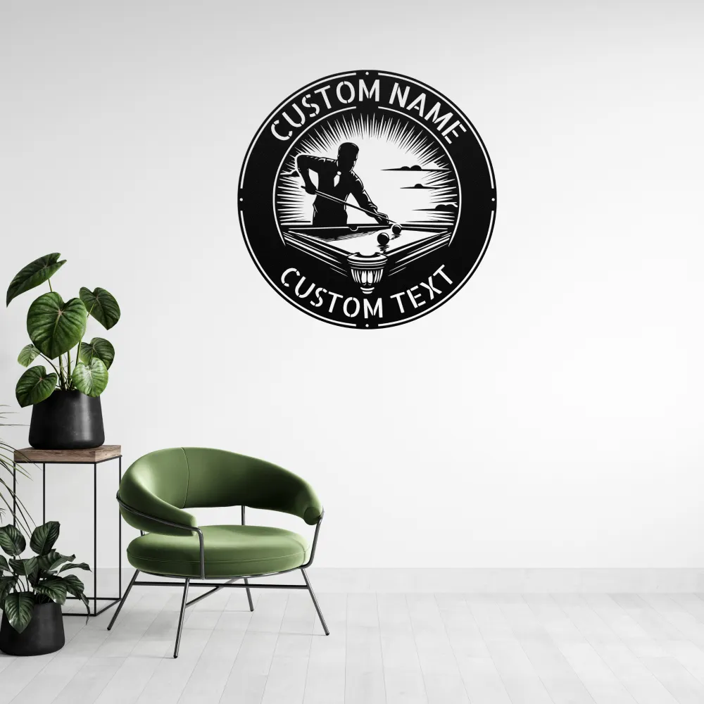 Personalized Billiards Player Metal Sign Personalized Billiards Player Metal Sign