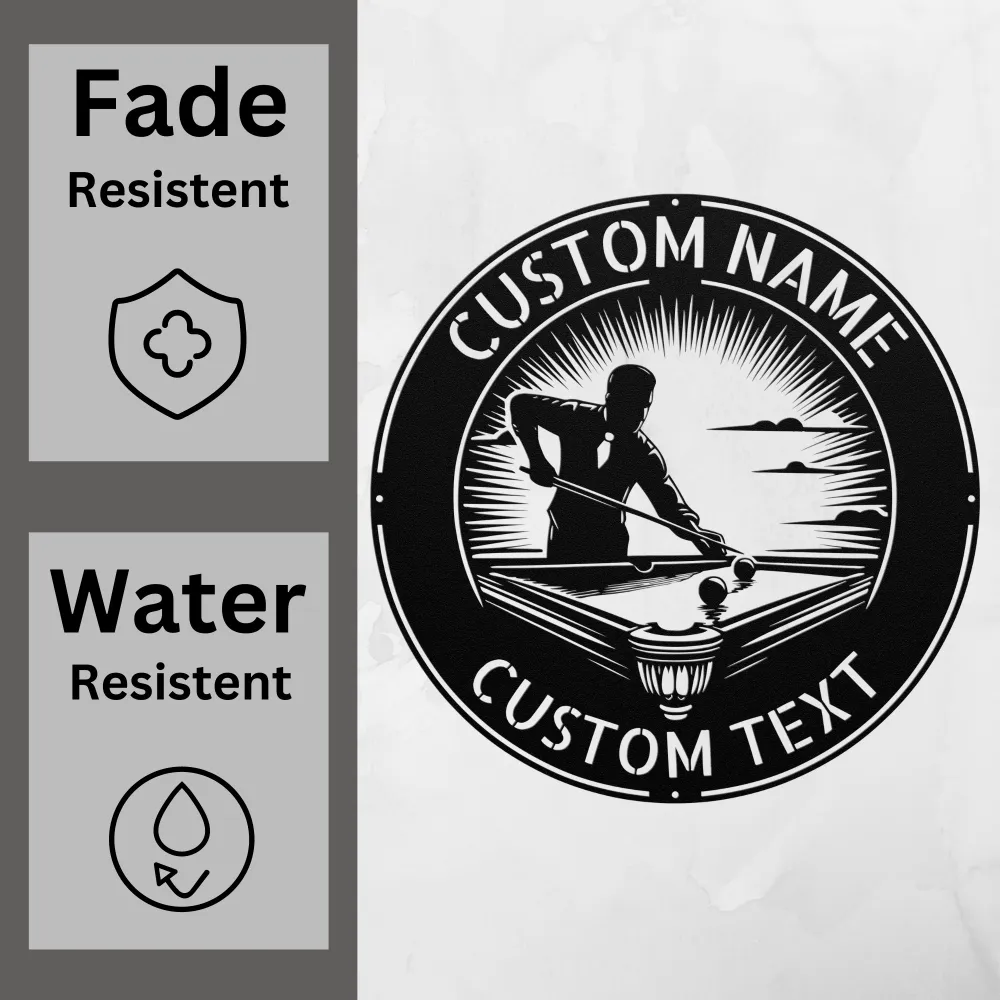 Personalized Billiards Player Metal Sign Personalized Billiards Player Metal Sign