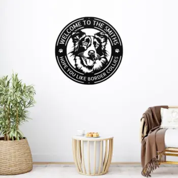 Personalized Border Collie Dog Metal Sign