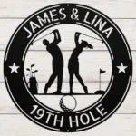 Personalized Couple Golfers Metal Sign
