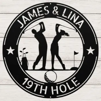 Personalized Couple Golfers Metal Sign