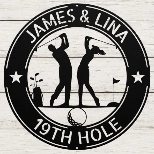Personalized Couple Golfers Metal Sign