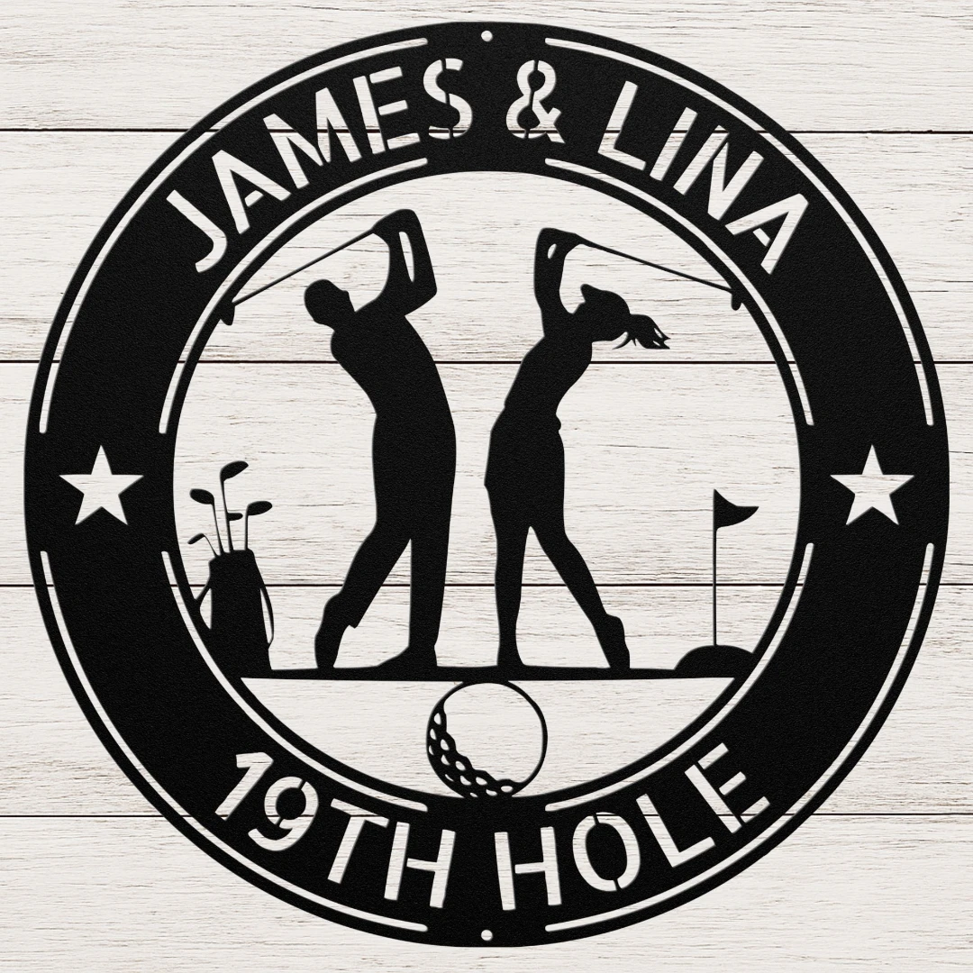 Personalized Couple Golfers Metal Sign Personalized Couple Golfers Metal Sign