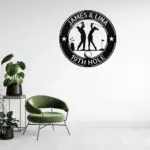 Personalized Couple Golfers Metal Sign