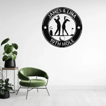 Personalized Couple Golfers Metal Sign