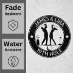 Personalized Couple Golfers Metal Sign