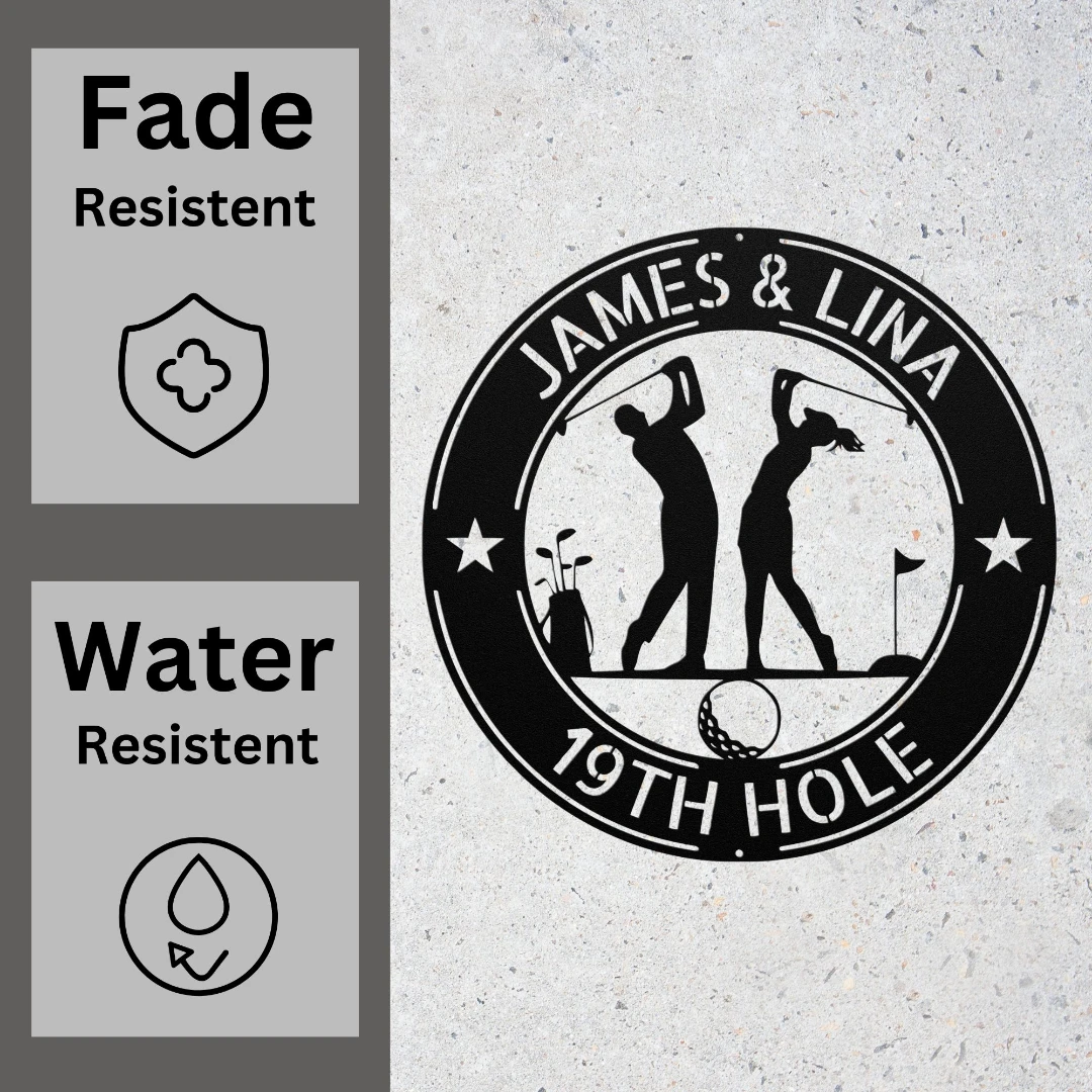 Personalized Couple Golfers Metal Sign Personalized Couple Golfers Metal Sign