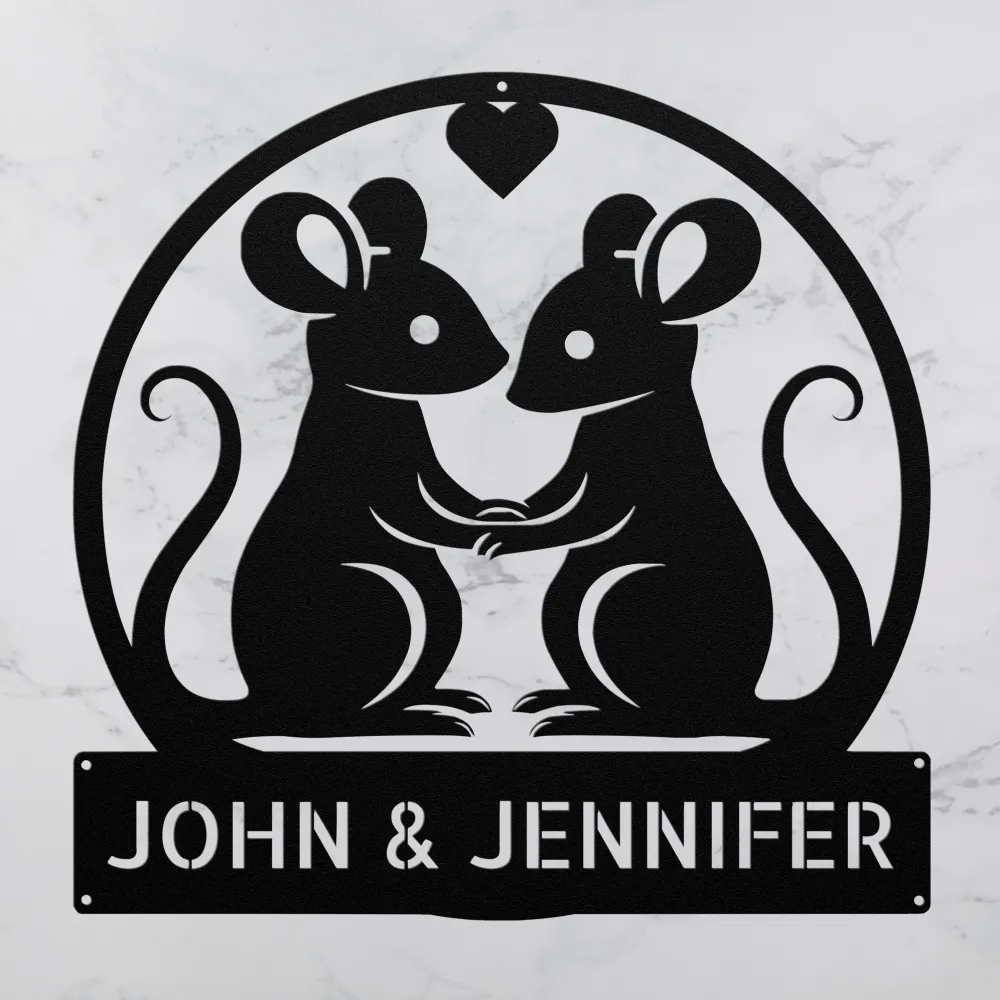 Personalized Couple Mouse Metal Sign Personalized Couple Mouse Metal Sign