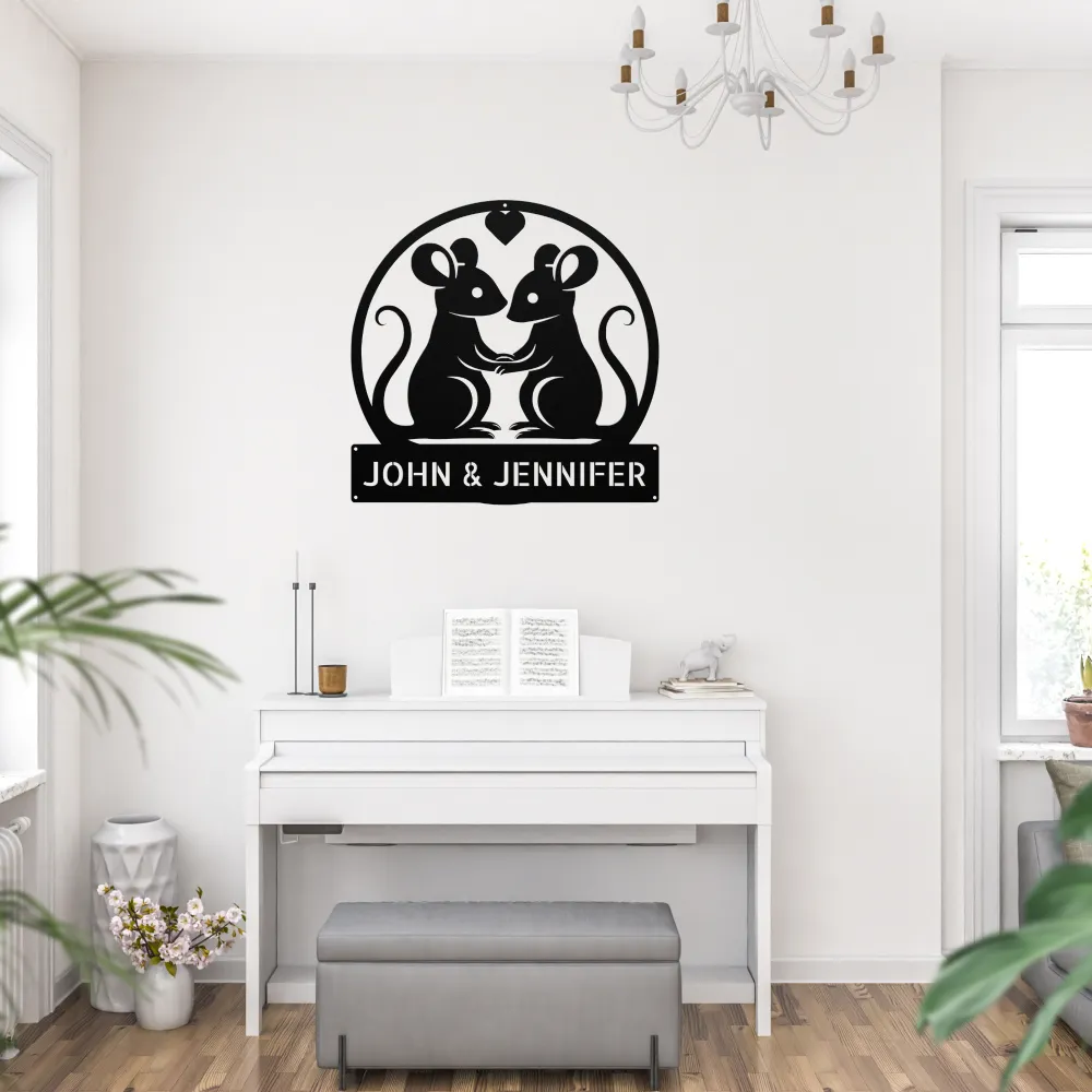 Personalized Couple Mouse Metal Sign Personalized Couple Mouse Metal Sign