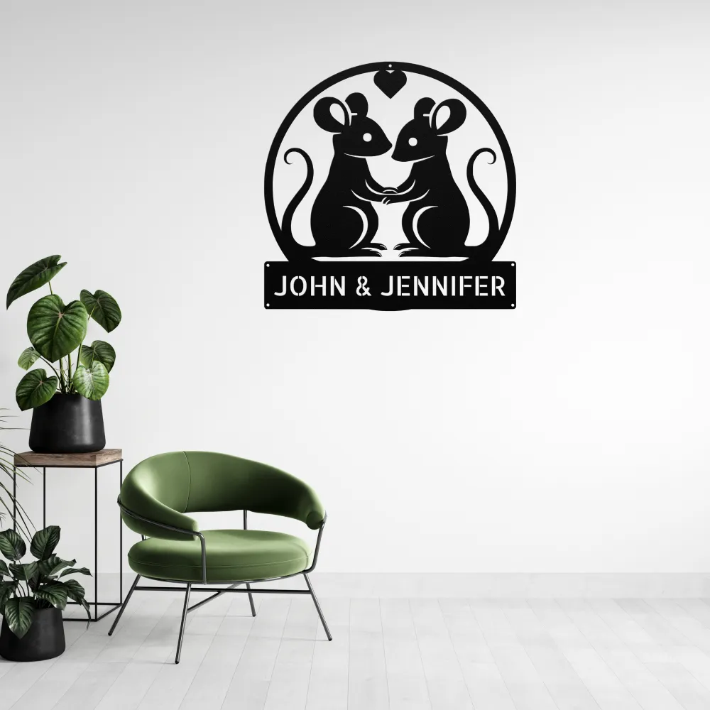 Personalized Couple Mouse Metal Sign Personalized Couple Mouse Metal Sign