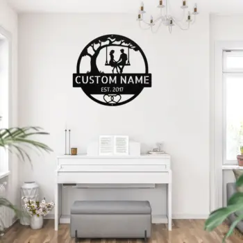 Personalized Couple On Swing Metal Sign
