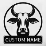 Personalized Cow Face Metal Sign