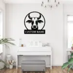 Personalized Cow Face Metal Sign