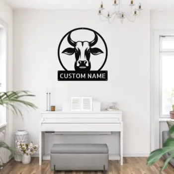 Personalized Cow Face Metal Sign