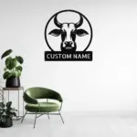 Personalized Cow Face Metal Sign
