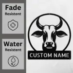 Personalized Cow Face Metal Sign