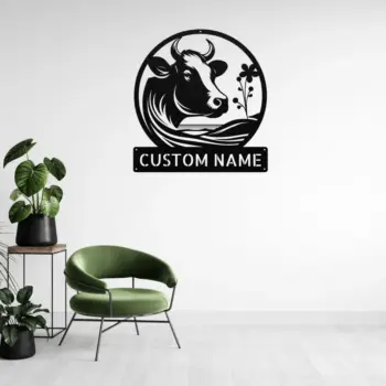 Personalized Cow Scene Metal Sign