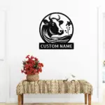Personalized Cow Scene Metal Sign