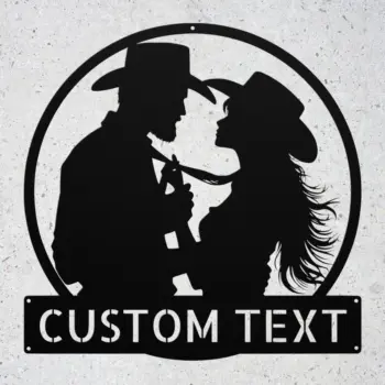 Personalized Cowboy Cowgirl Metal Sign