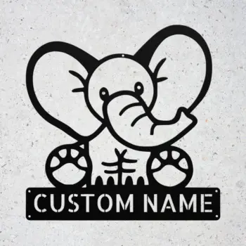 Personalized Cute Elephant Metal Sign