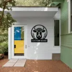 Personalized Floral Cow Metal Sign